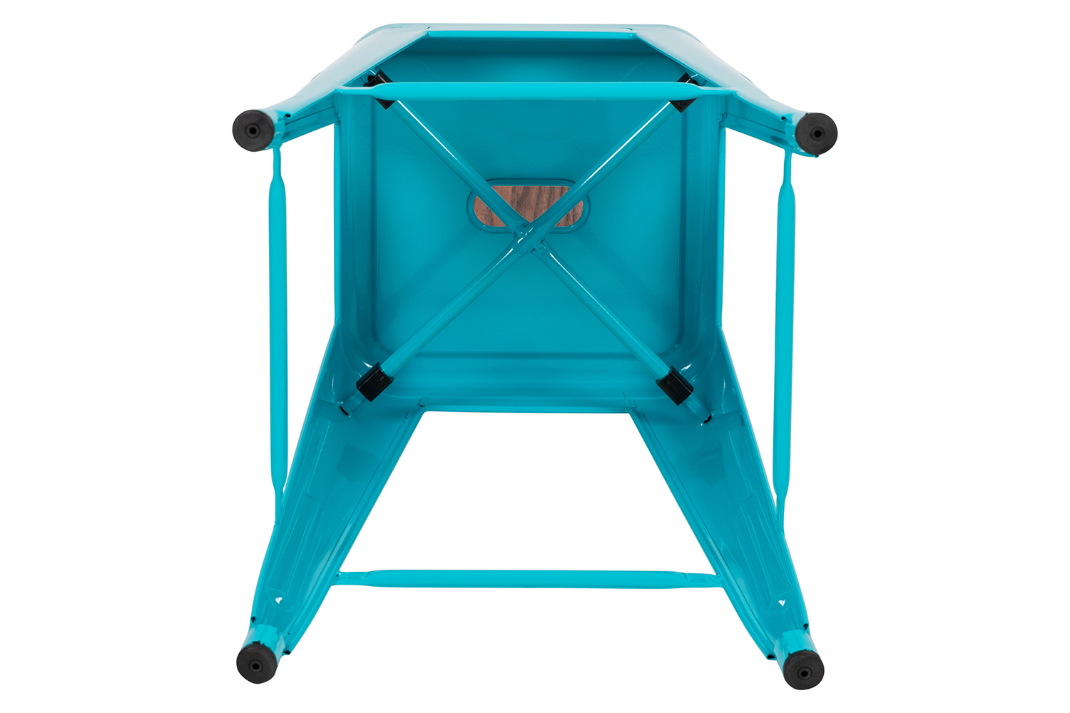 BLNK Cierra Metal Indoor Bar Stool with Wood Seat Set of 4 - Teal