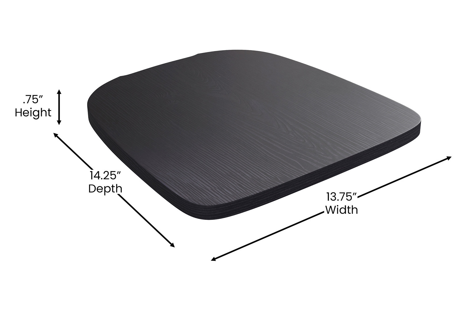 BLNK Perry Poly Resin Wood Seat with Rounded Edges for Colorful Metal Chairs and Stools Set of 4 - Black
