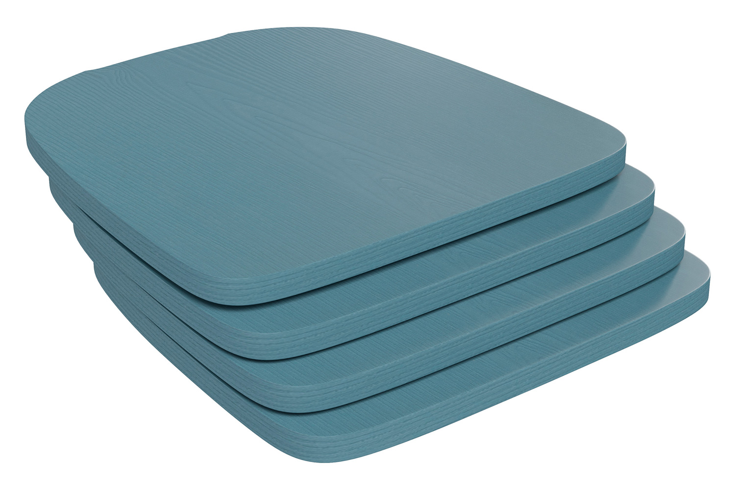 BLNK Perry Poly Resin Wood Seat with Rounded Edges for Colorful Metal Chairs and Stools Set of 4 - Teal/Blue