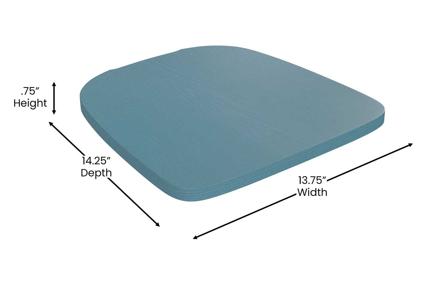 BLNK Perry Poly Resin Wood Seat with Rounded Edges for Colorful Metal Chairs and Stools Set of 4 - Teal/Blue