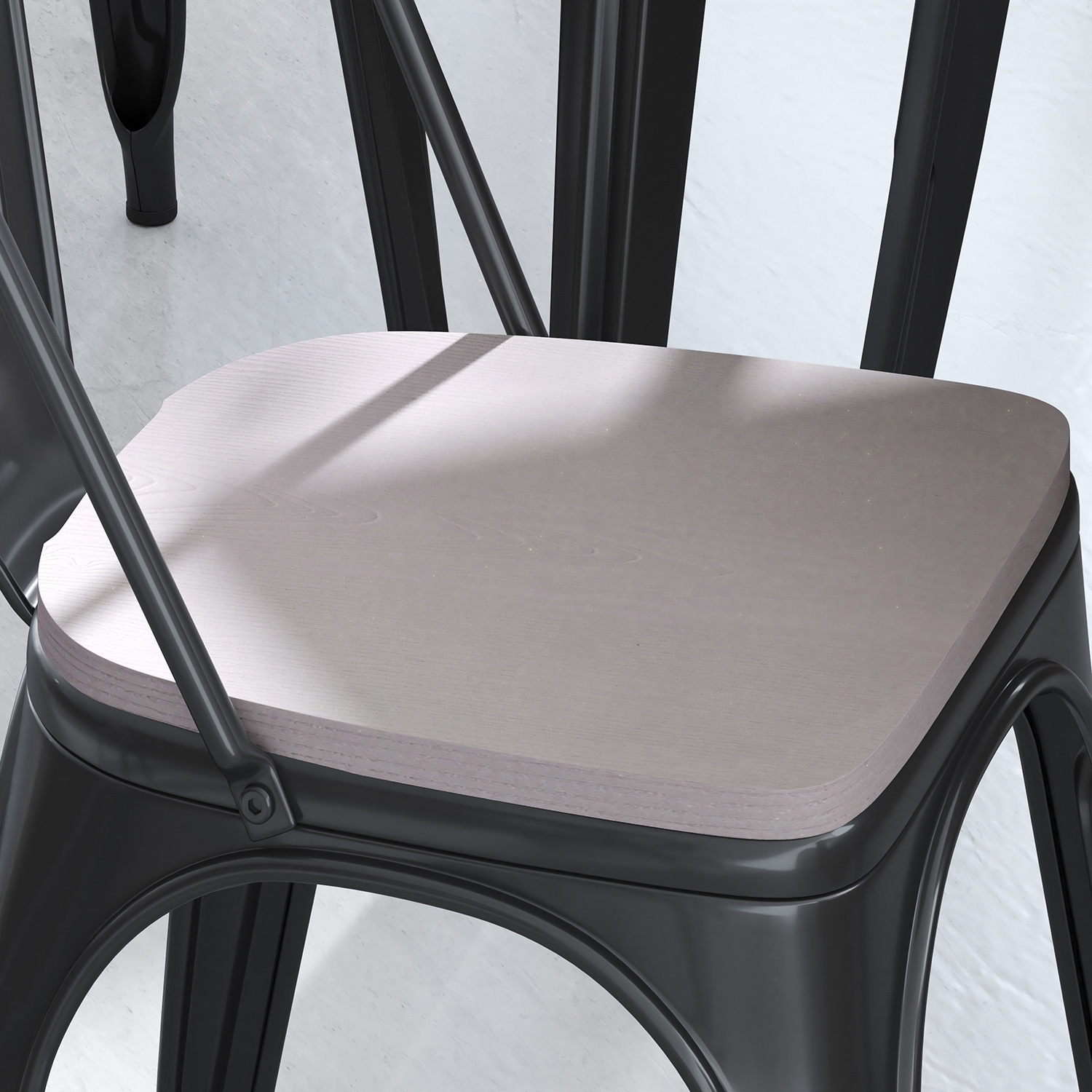 BLNK Perry Poly Resin Wood Seat with Rounded Edges for Colorful Metal Chairs and Stools Set of 4 - Gray