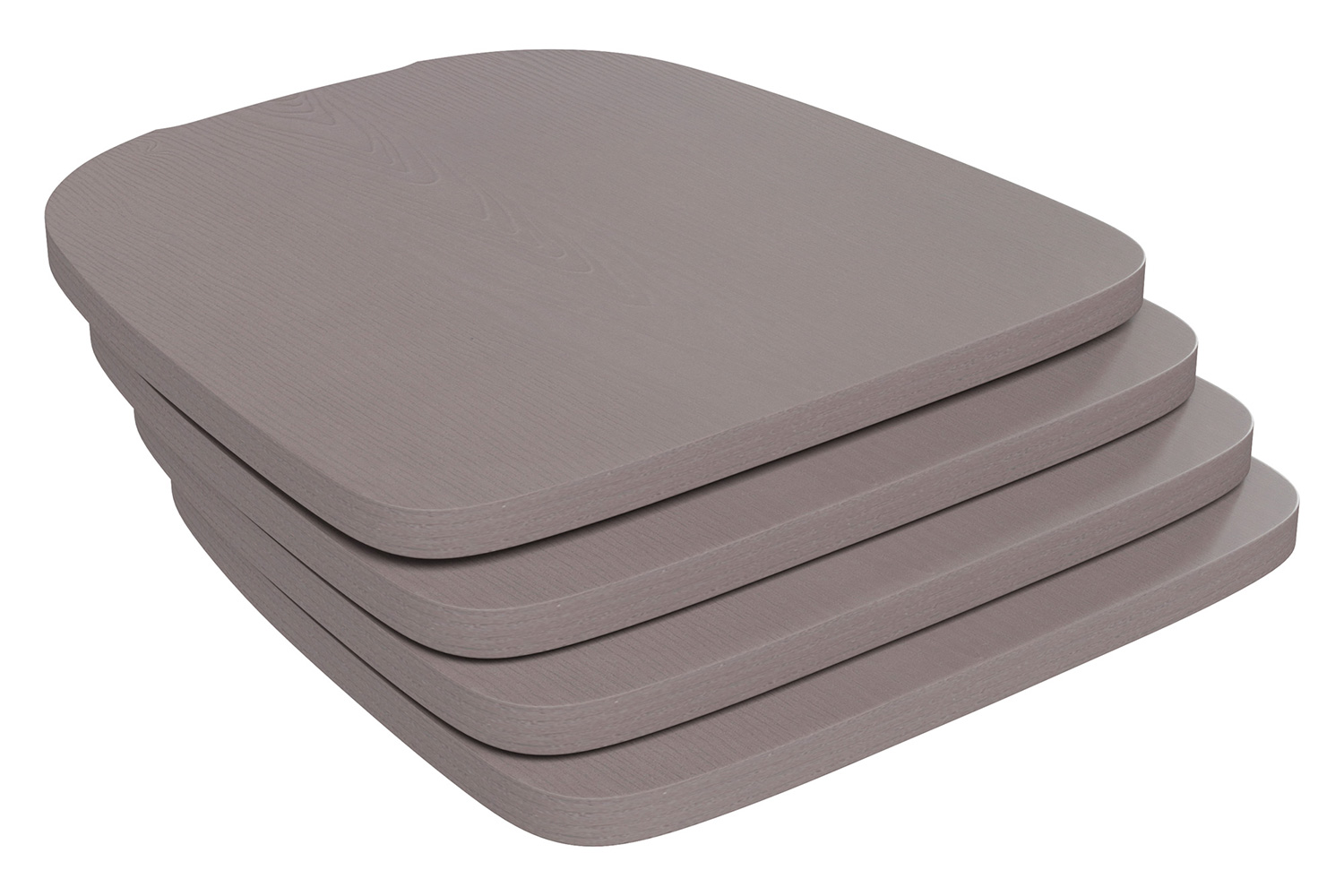 BLNK Perry Poly Resin Wood Seat with Rounded Edges for Colorful Metal Chairs and Stools Set of 4 - Gray