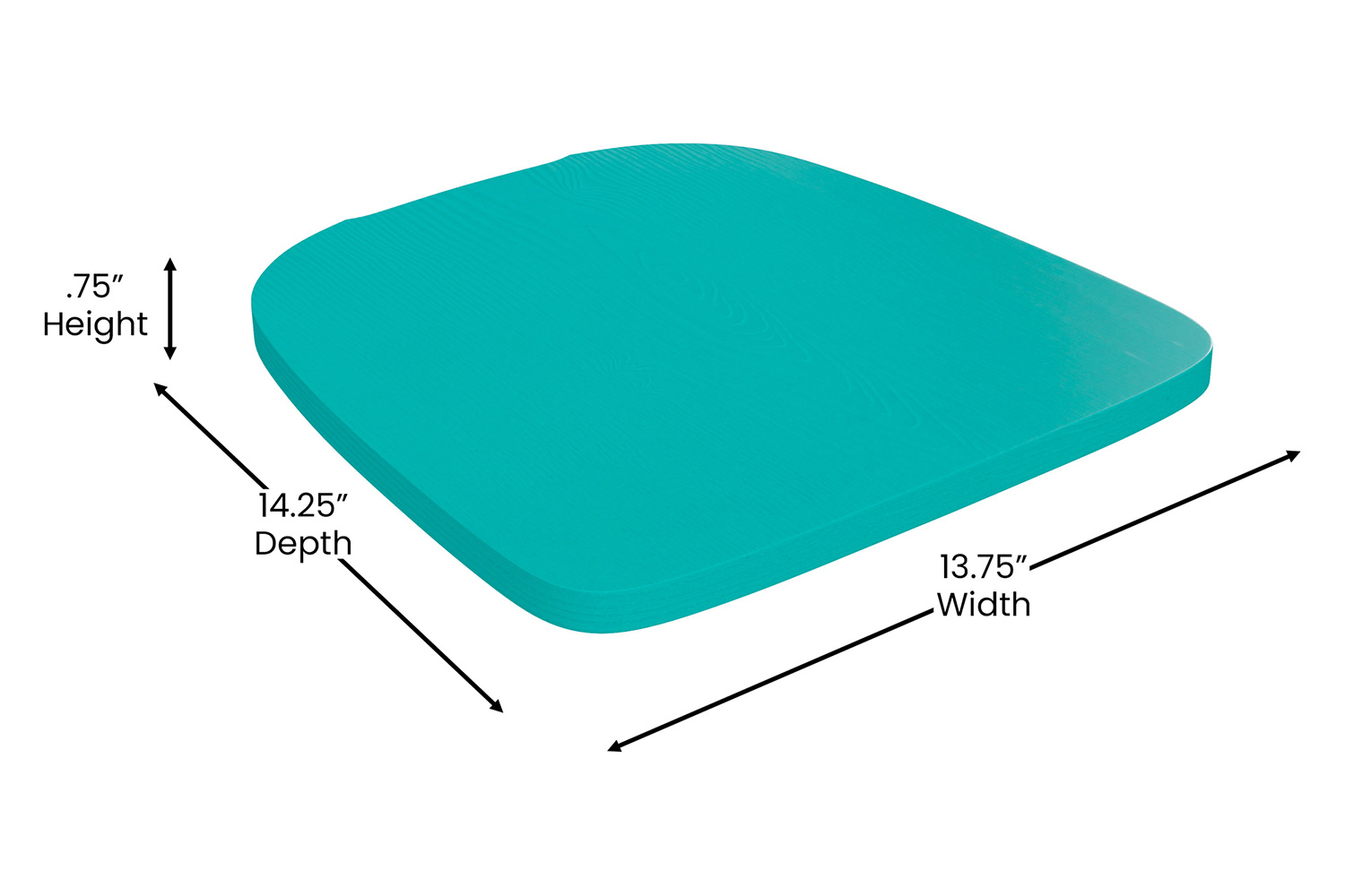 BLNK Perry Poly Resin Wood Seat with Rounded Edges for Colorful Metal Chairs and Stools Set of 4 - Mint