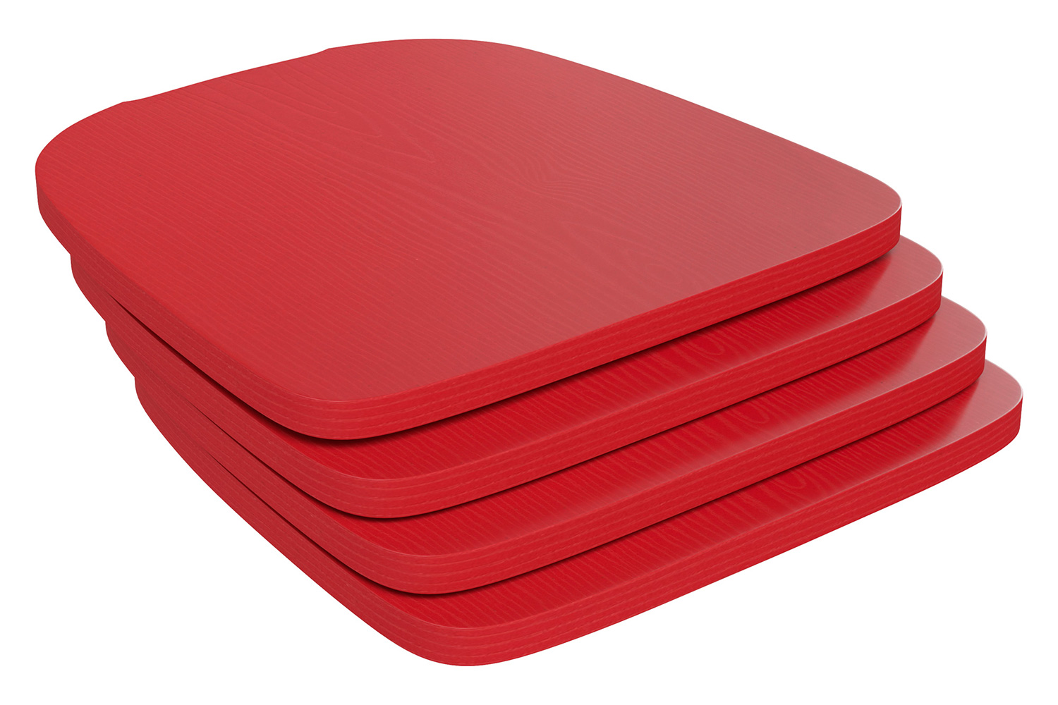 BLNK Perry Poly Resin Wood Seat with Rounded Edges for Colorful Metal Chairs and Stools Set of 4 - Red