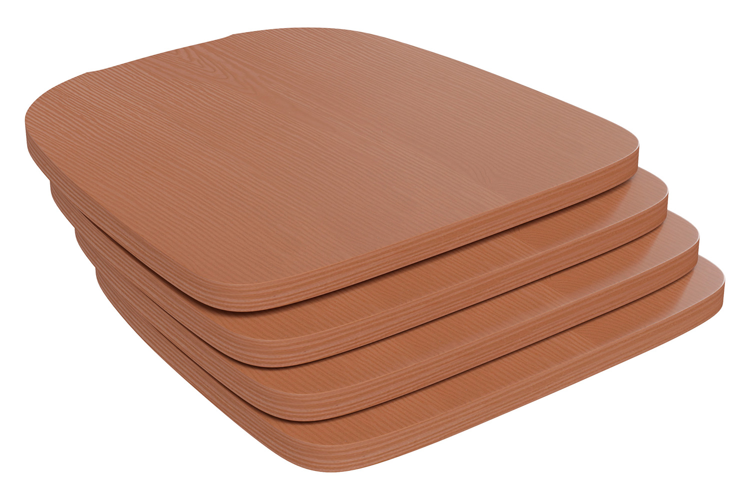 BLNK Perry Poly Resin Wood Seat with Rounded Edges for Colorful Metal Chairs and Stools Set of 4 - Teak