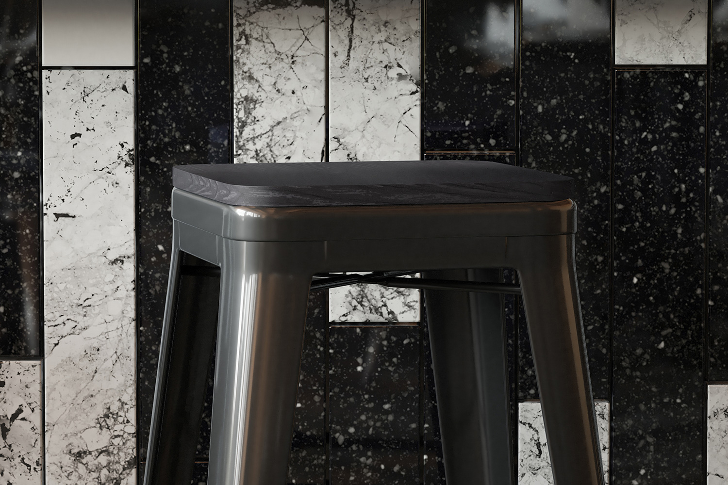 BLNK - Perry Square Poly Resin Wood Seat with Rounded Edges for Colorful Metal Bar Stools