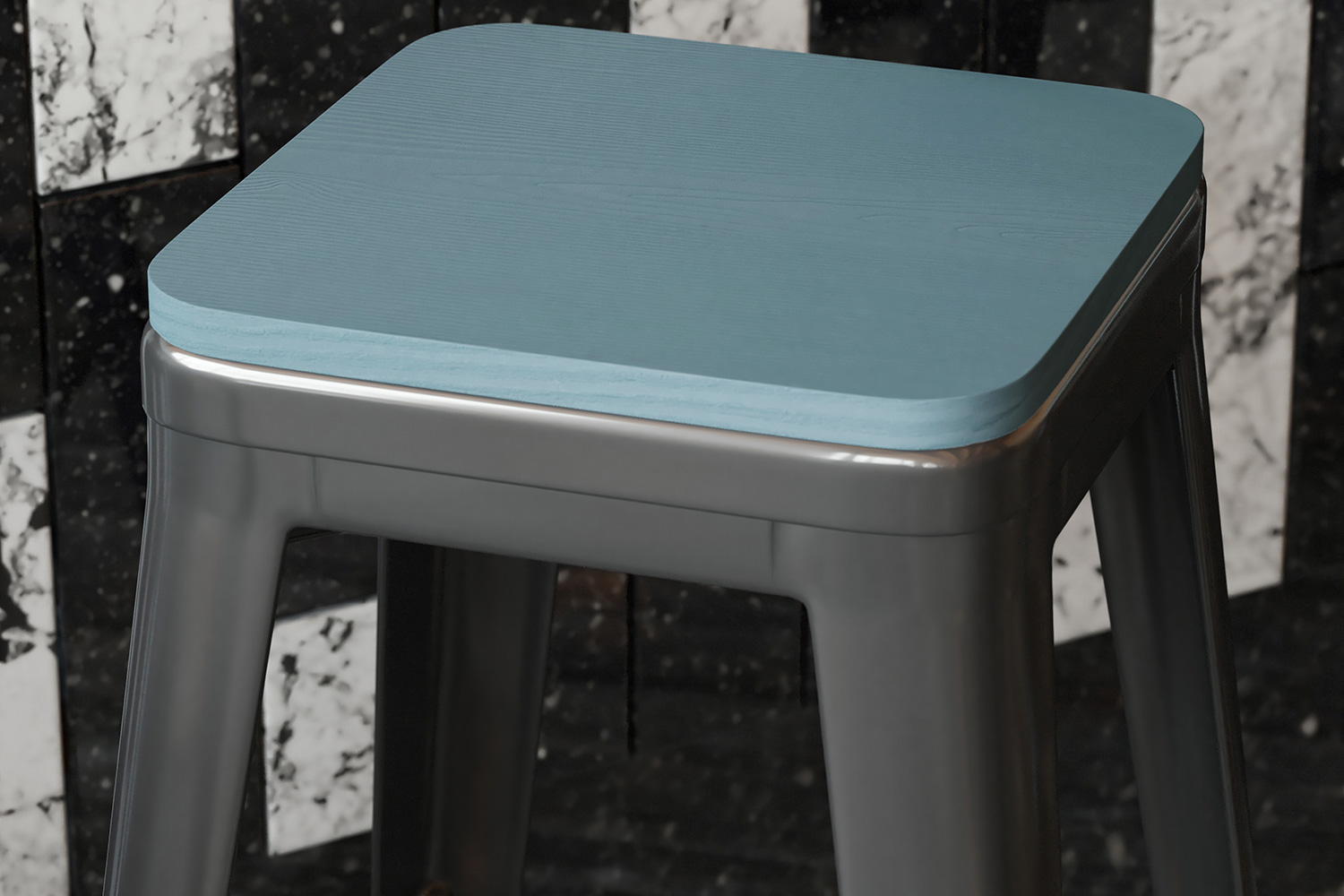 BLNK - Perry Square Poly Resin Wood Seat with Rounded Edges for Colorful Metal Bar Stools