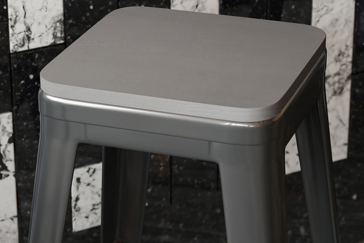 BLNK - Perry Square Poly Resin Wood Seat with Rounded Edges for Colorful Metal Bar Stools