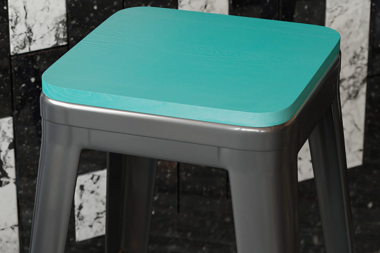 BLNK - Perry Square Poly Resin Wood Seat with Rounded Edges for Colorful Metal Bar Stools