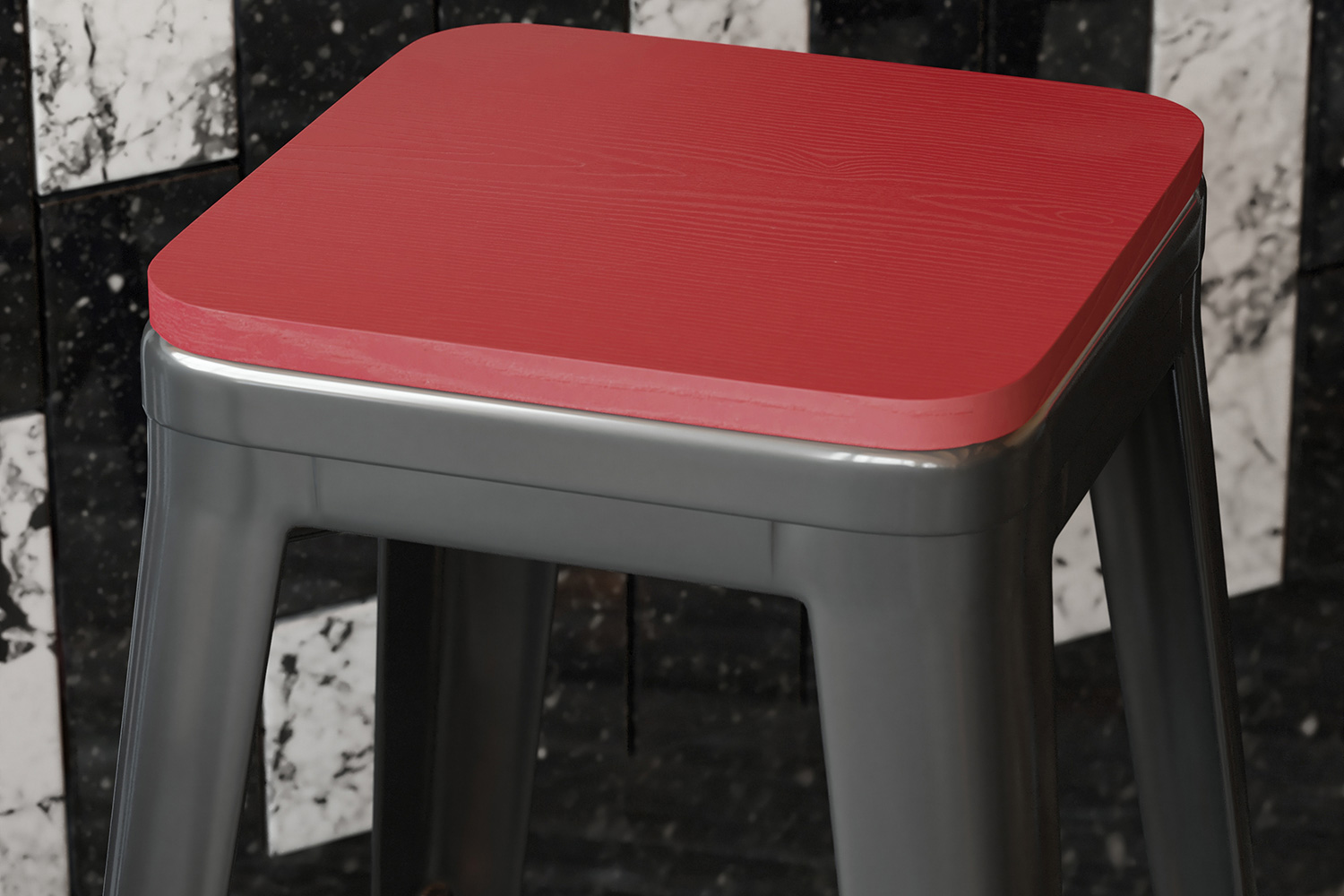 BLNK - Perry Square Poly Resin Wood Seat with Rounded Edges for Colorful Metal Bar Stools
