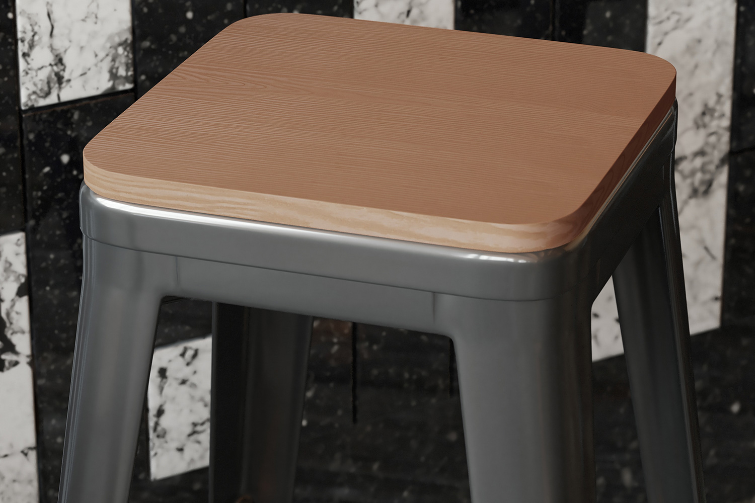 BLNK - Perry Square Poly Resin Wood Seat with Rounded Edges for Colorful Metal Bar Stools