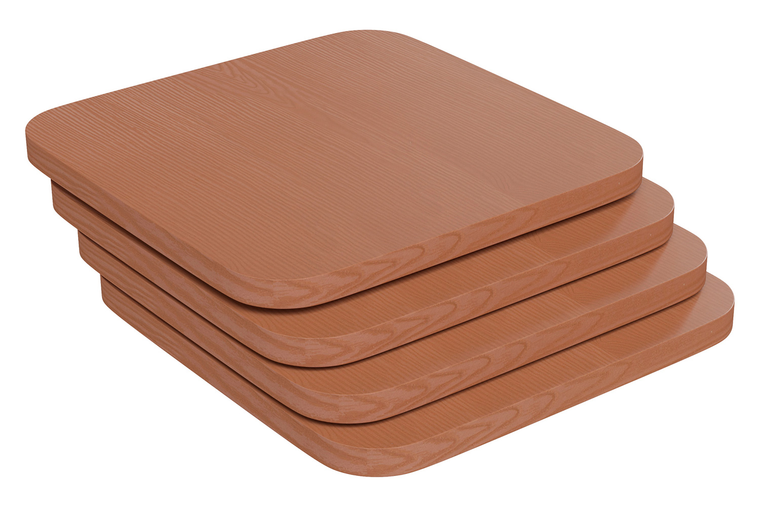 BLNK Perry Square Poly Resin Wood Seat with Rounded Edges for Colorful Metal Bar Stools - Teak