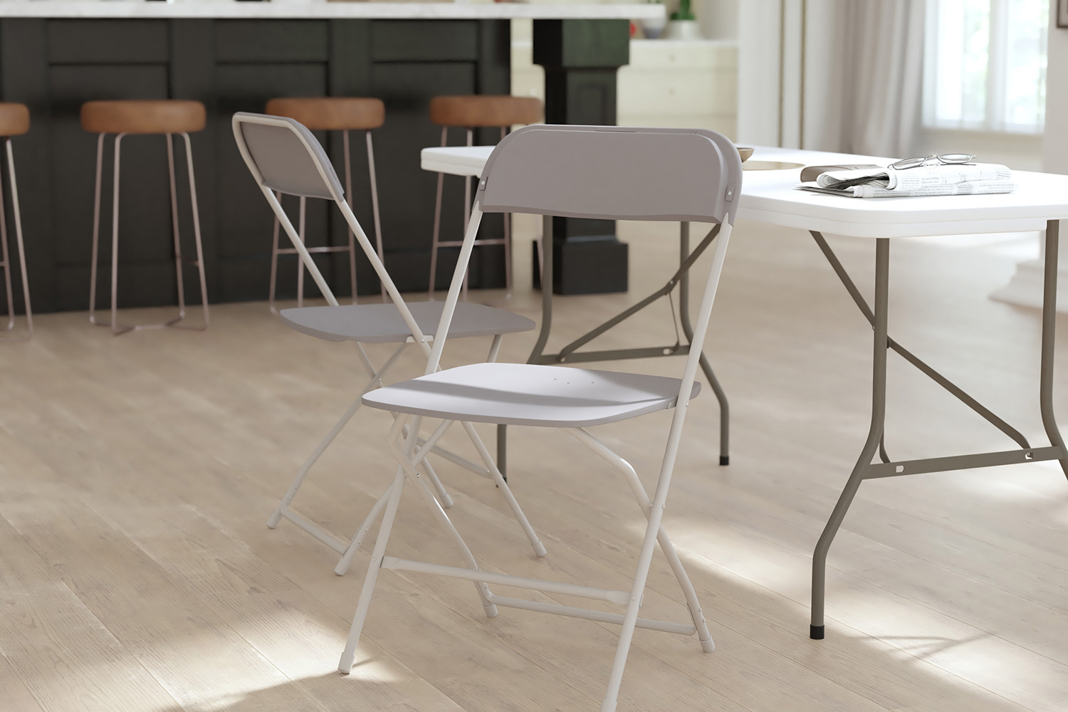 BLNK Hercules Big and Tall Commercial Folding Chair 4-Pack - Gray