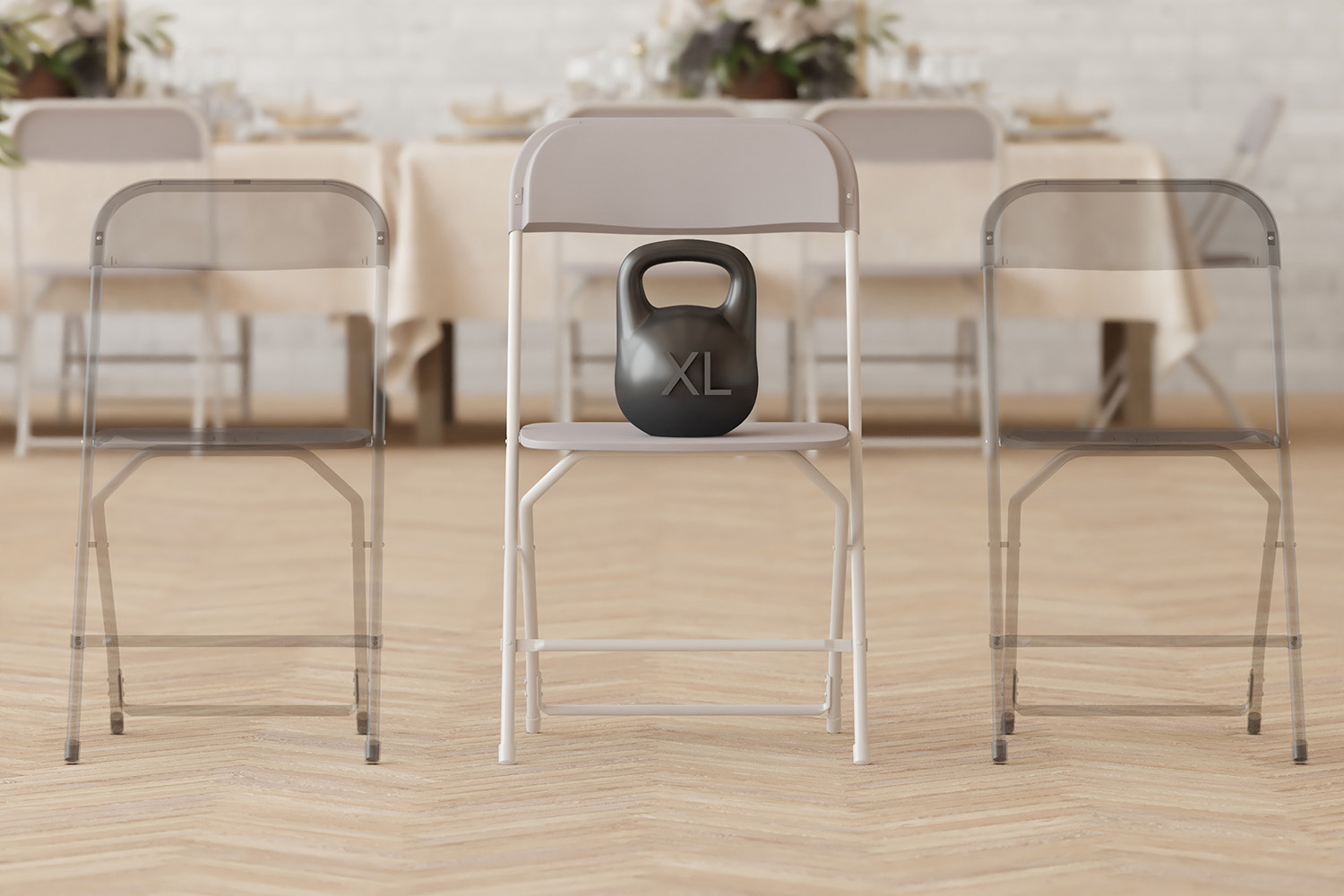 BLNK Hercules Big and Tall Commercial Folding Chair 4-Pack - Gray