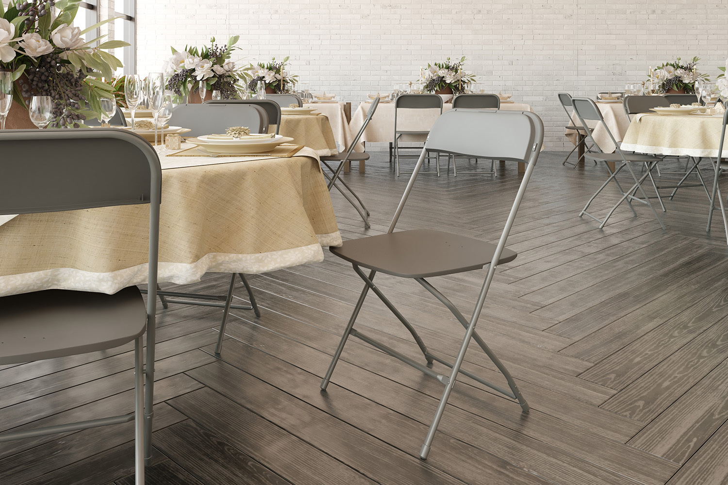 BLNK Hercules Big and Tall Commercial Folding Chair 4-Pack - Gray