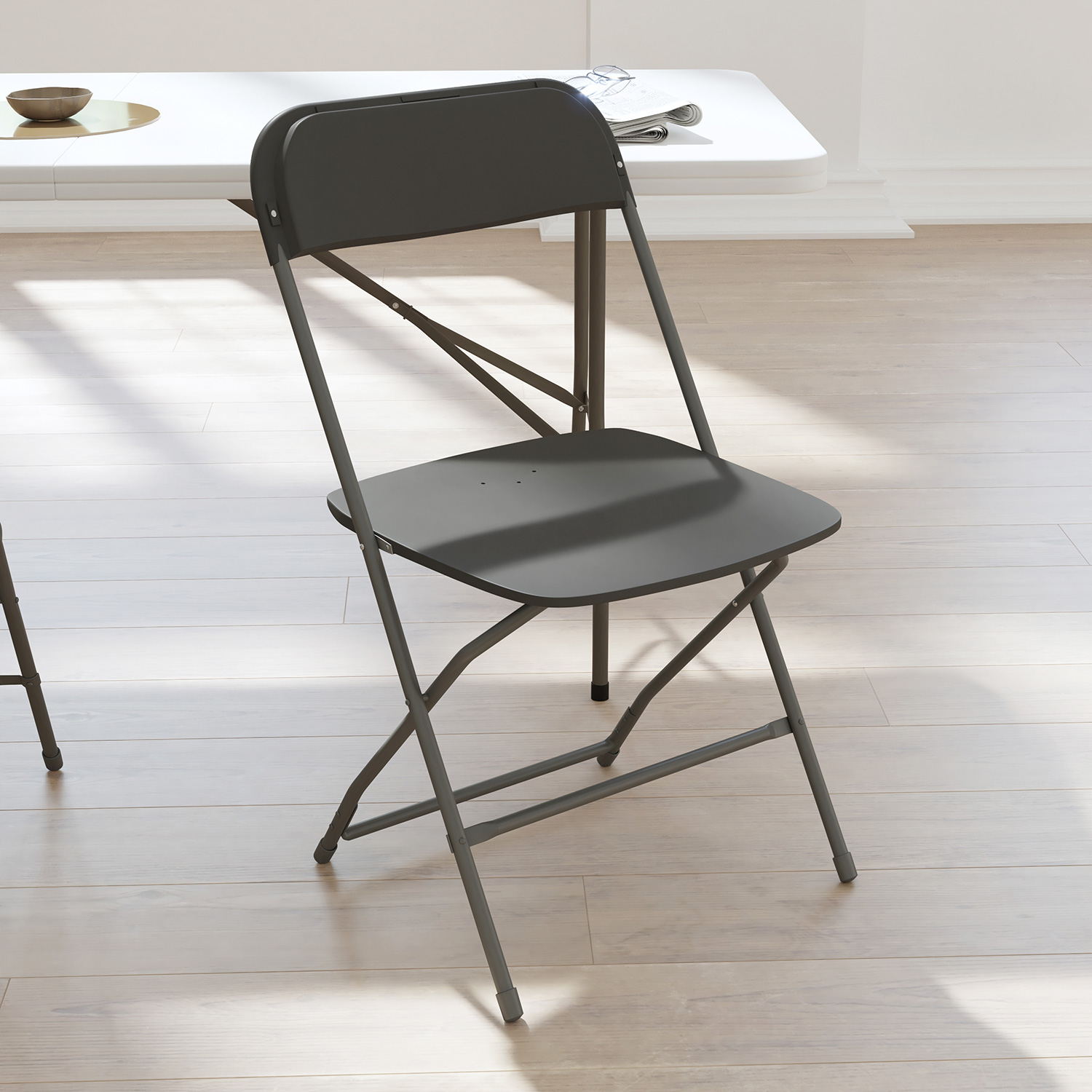 BLNK Hercules Big and Tall Commercial Folding Chair 4-Pack - Gray