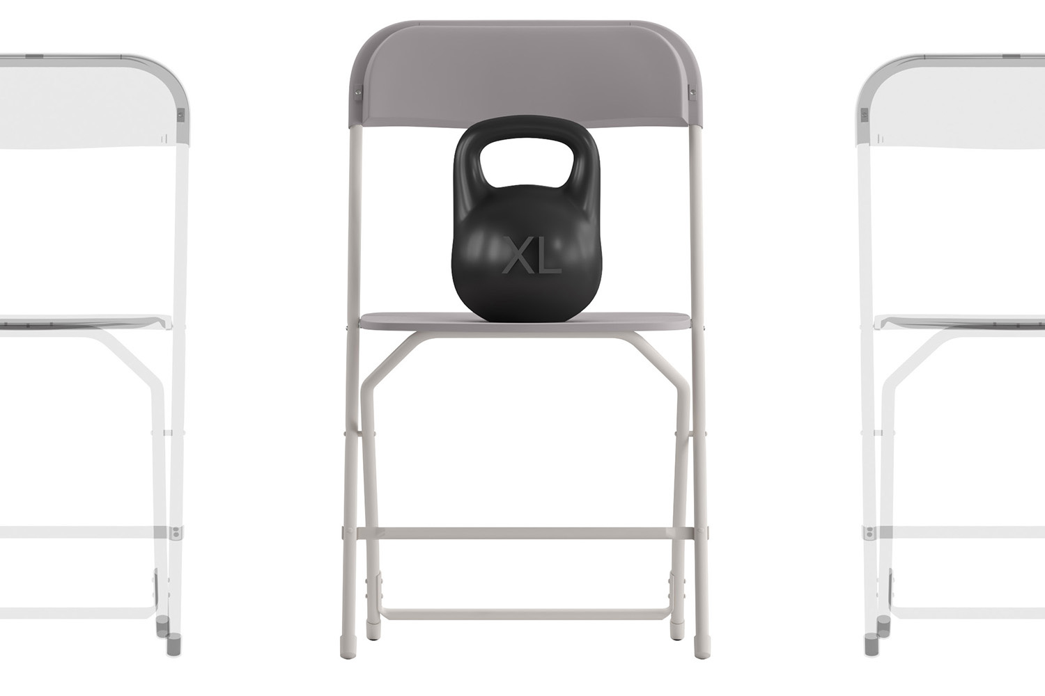 BLNK Hercules Big and Tall Commercial Folding Chair 4-Pack - Gray