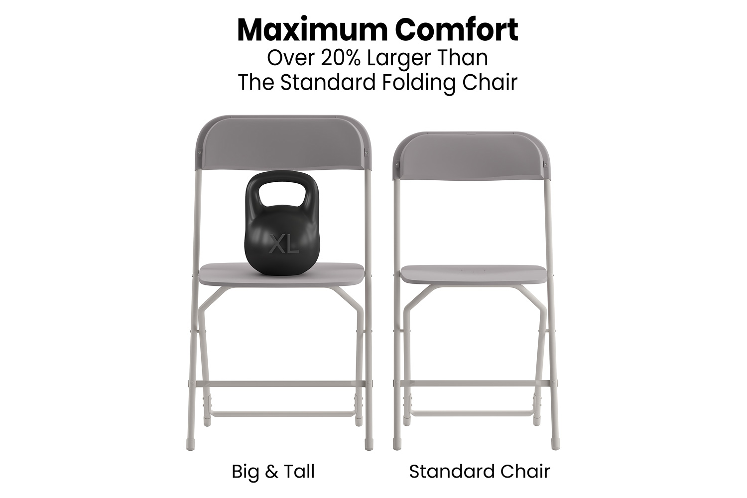 BLNK Hercules Big and Tall Commercial Folding Chair 4-Pack - Gray