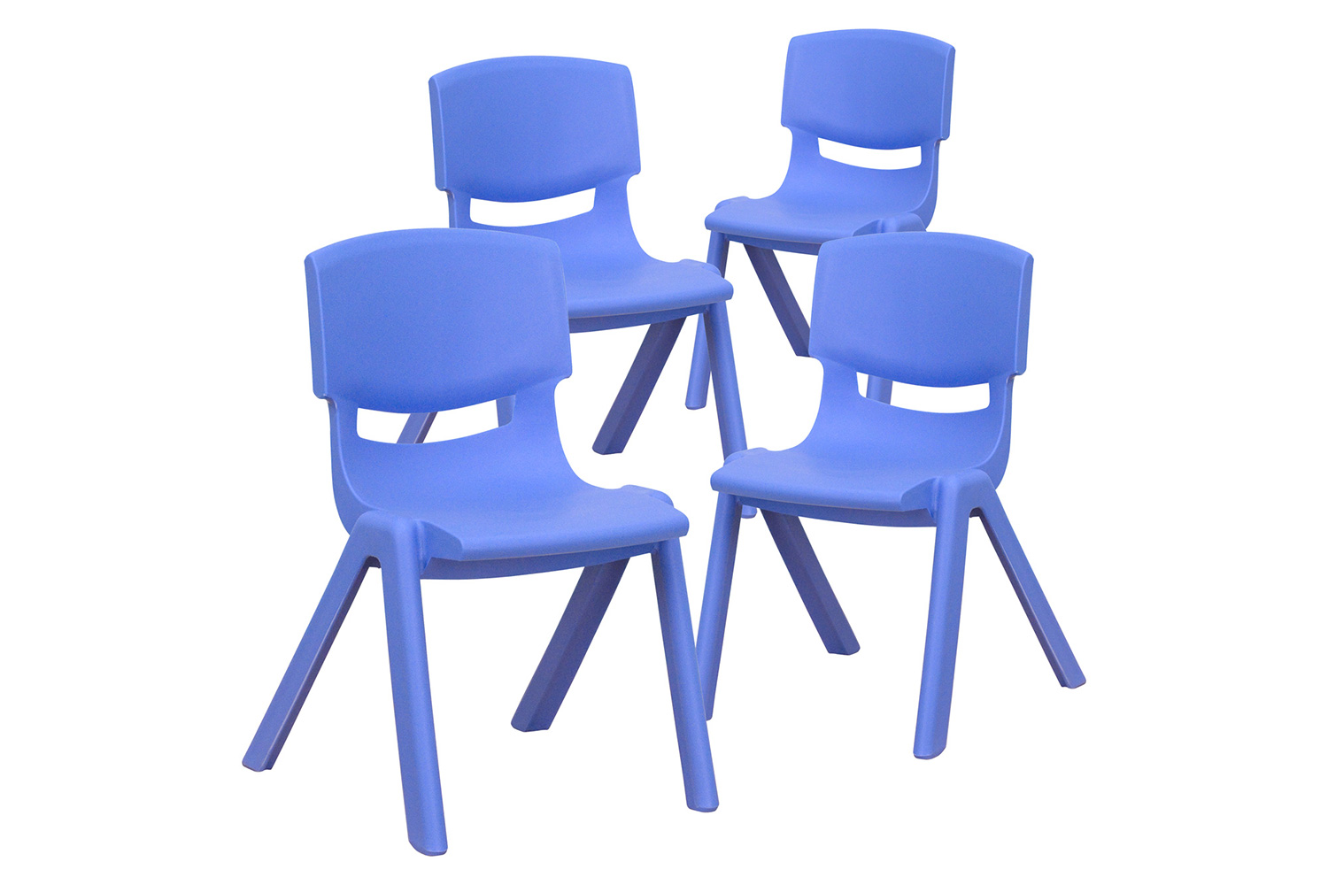BLNK Whitney Plastic Stackable School Chair 4 Pack - Blue, 12"H Seat