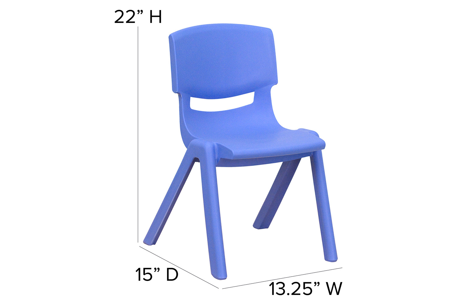 BLNK Whitney Plastic Stackable School Chair 4 Pack - Blue, 12"H Seat