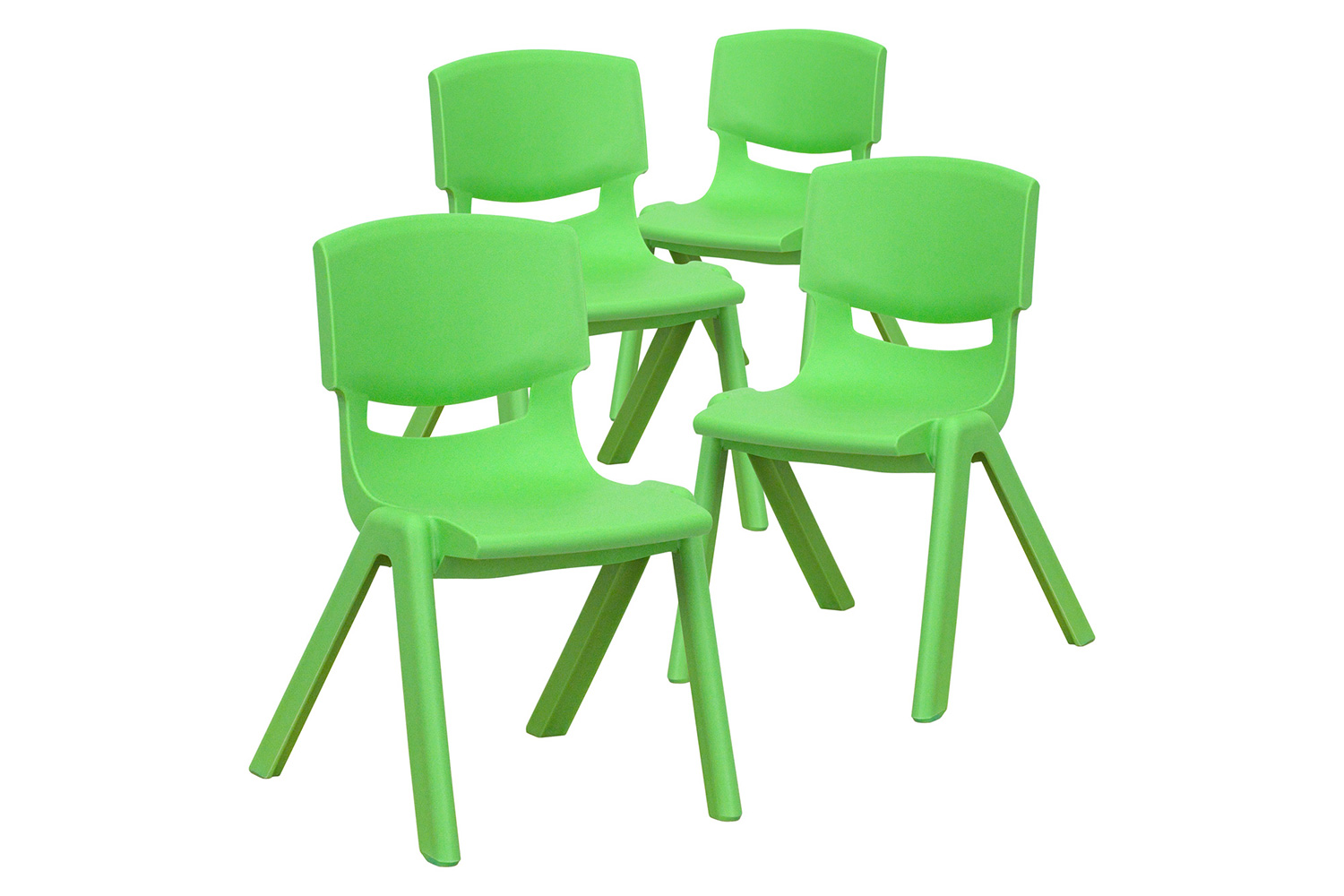 BLNK Whitney Plastic Stackable School Chair 4 Pack - Green, 12"H Seat