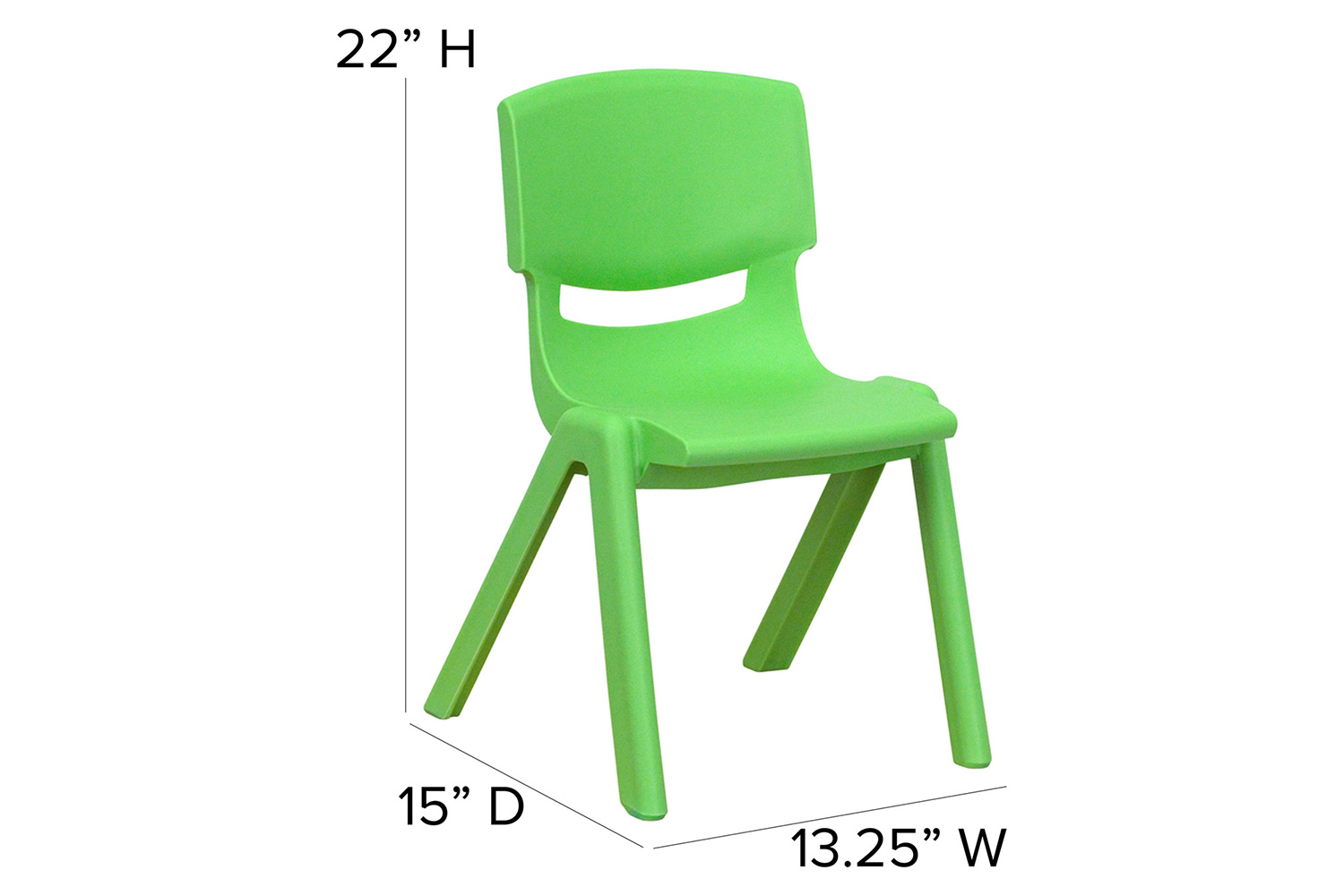 BLNK Whitney Plastic Stackable School Chair 4 Pack - Green, 12"H Seat