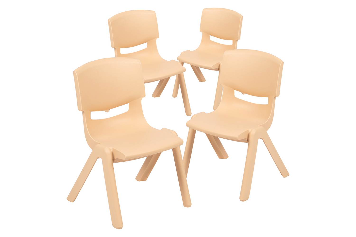 BLNK Whitney Plastic Stackable School Chair 4 Pack - Natural, 12"H Seat