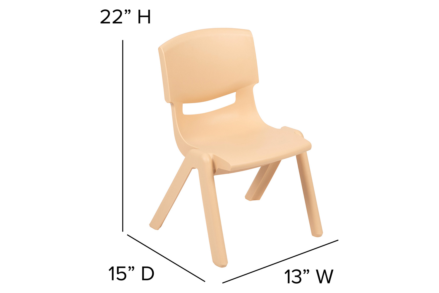 BLNK Whitney Plastic Stackable School Chair 4 Pack - Natural, 12"H Seat