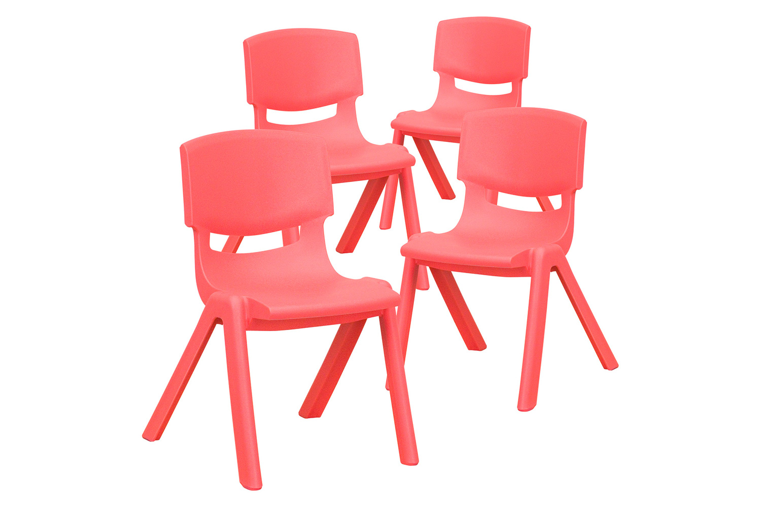 BLNK Whitney Plastic Stackable School Chair 4 Pack - Red, 12"H Seat