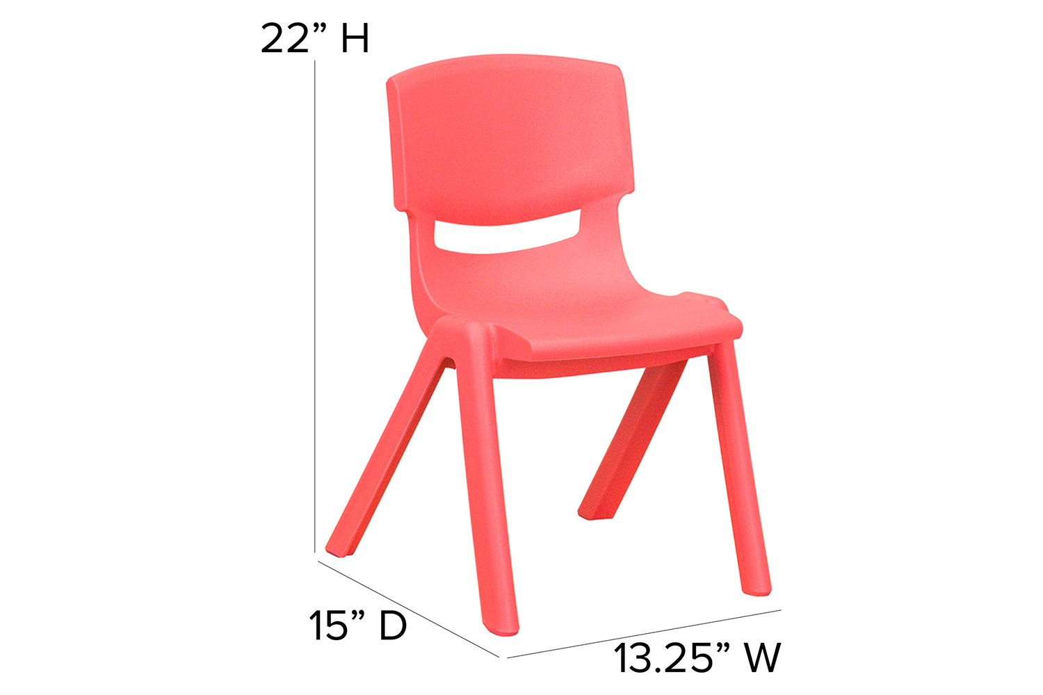 BLNK Whitney Plastic Stackable School Chair 4 Pack - Red, 12"H Seat