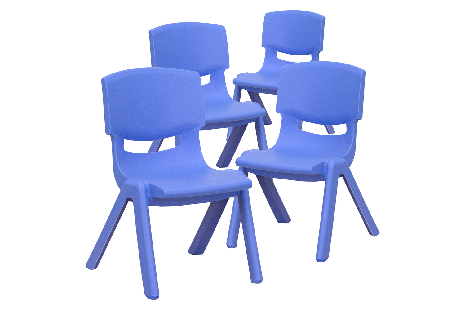 BLNK Whitney Plastic Stackable School Chair 4 Pack - Blue, 10.5"H Seat