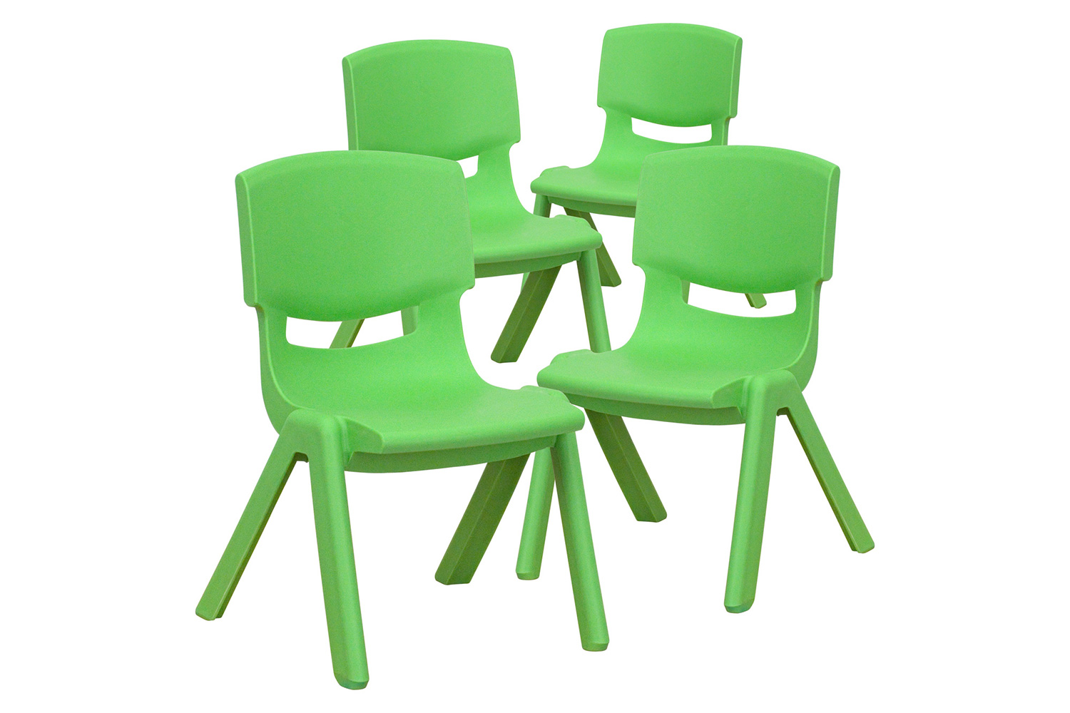 BLNK Whitney Plastic Stackable School Chair 4 Pack - Green, 10.5"H Seat