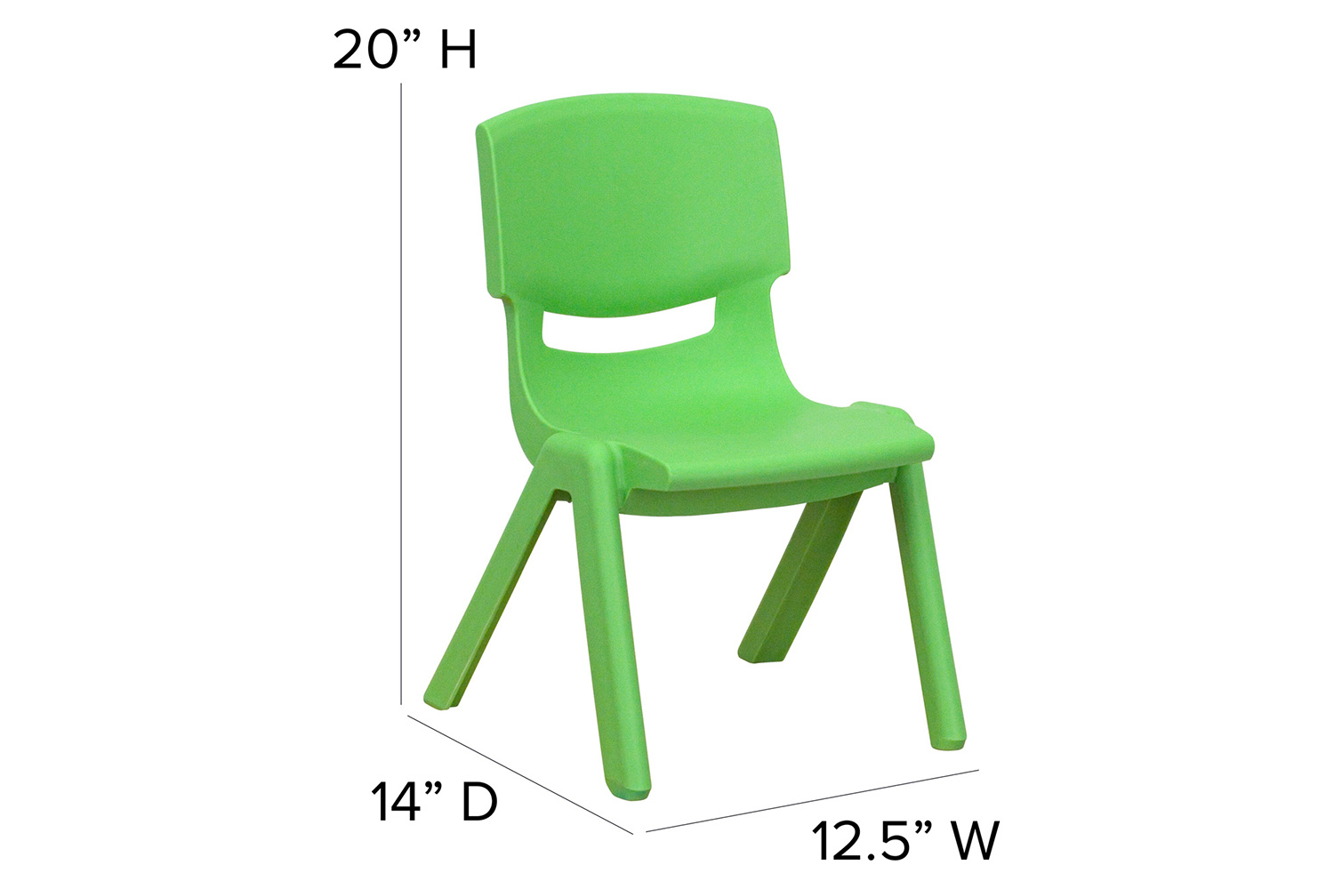 BLNK Whitney Plastic Stackable School Chair 4 Pack - Green, 10.5"H Seat