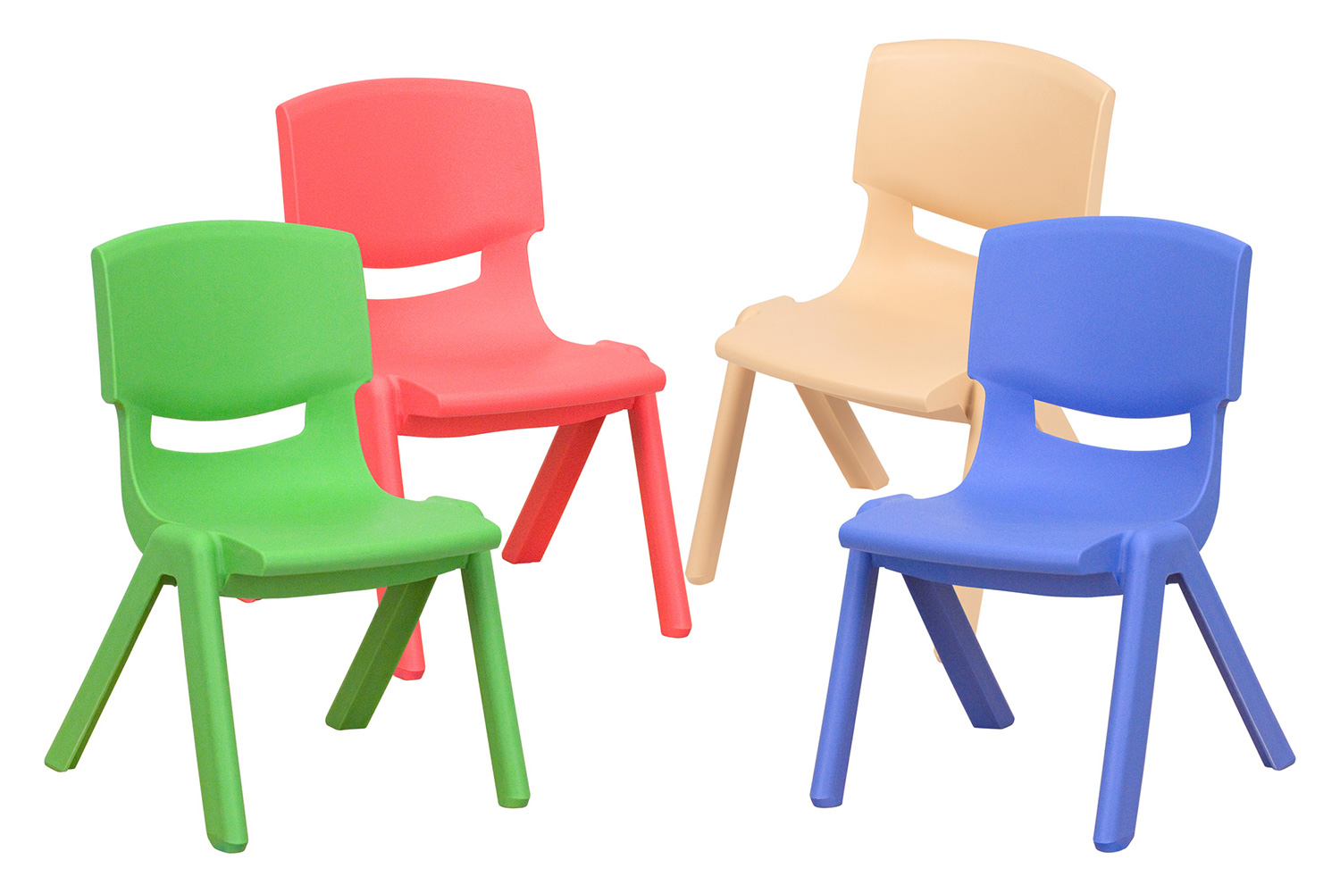 BLNK Whitney Plastic Stackable School Chair 4 Pack - Assorted, 10.5"H Seat