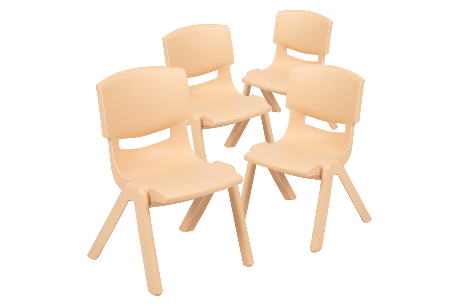 BLNK Whitney Plastic Stackable School Chair 4 Pack - Natural, 10.5"H Seat
