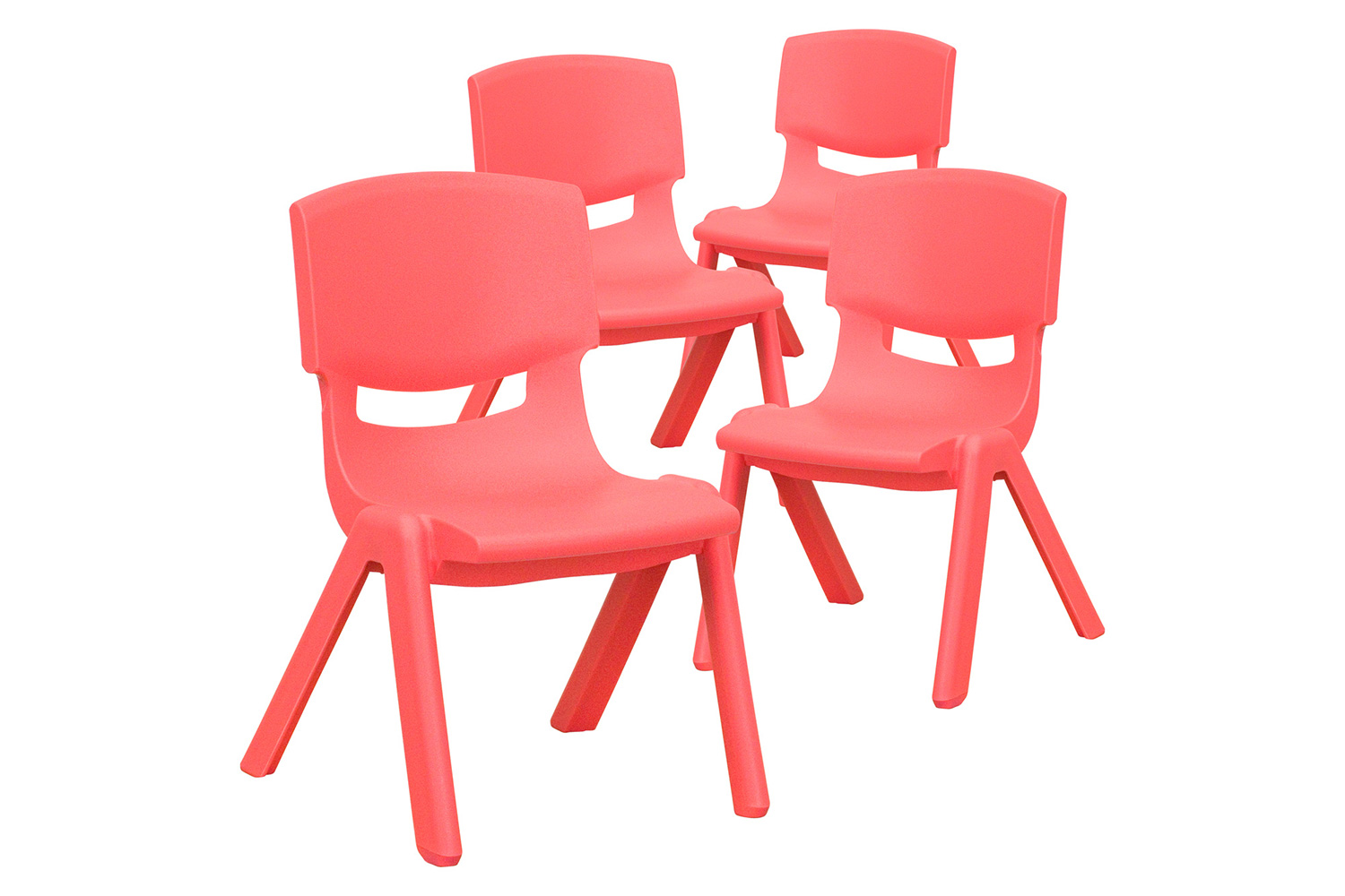 BLNK Whitney Plastic Stackable School Chair 4 Pack - Red, 10.5"H Seat