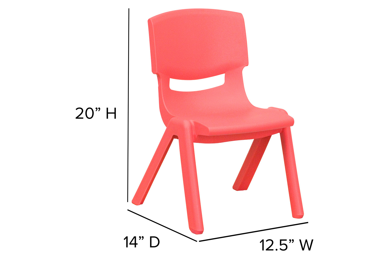 BLNK Whitney Plastic Stackable School Chair 4 Pack - Red, 10.5"H Seat