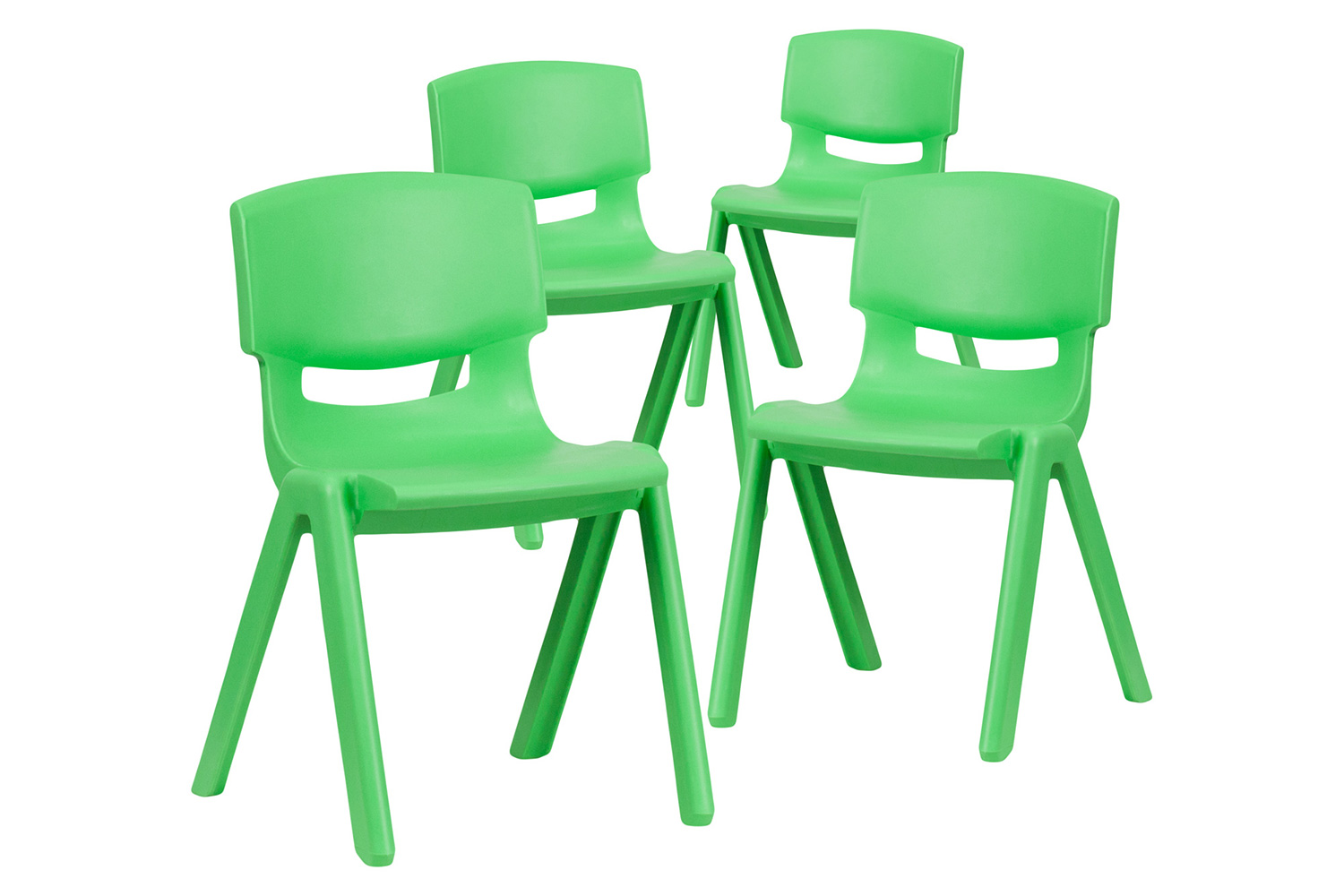 BLNK Whitney Plastic Stackable School Chair 4 Pack - Green, 13.25"H Seat