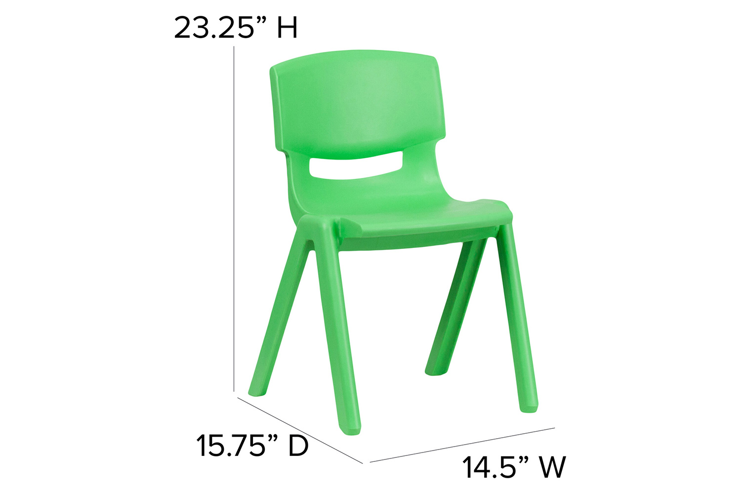 BLNK Whitney Plastic Stackable School Chair 4 Pack - Green, 13.25"H Seat