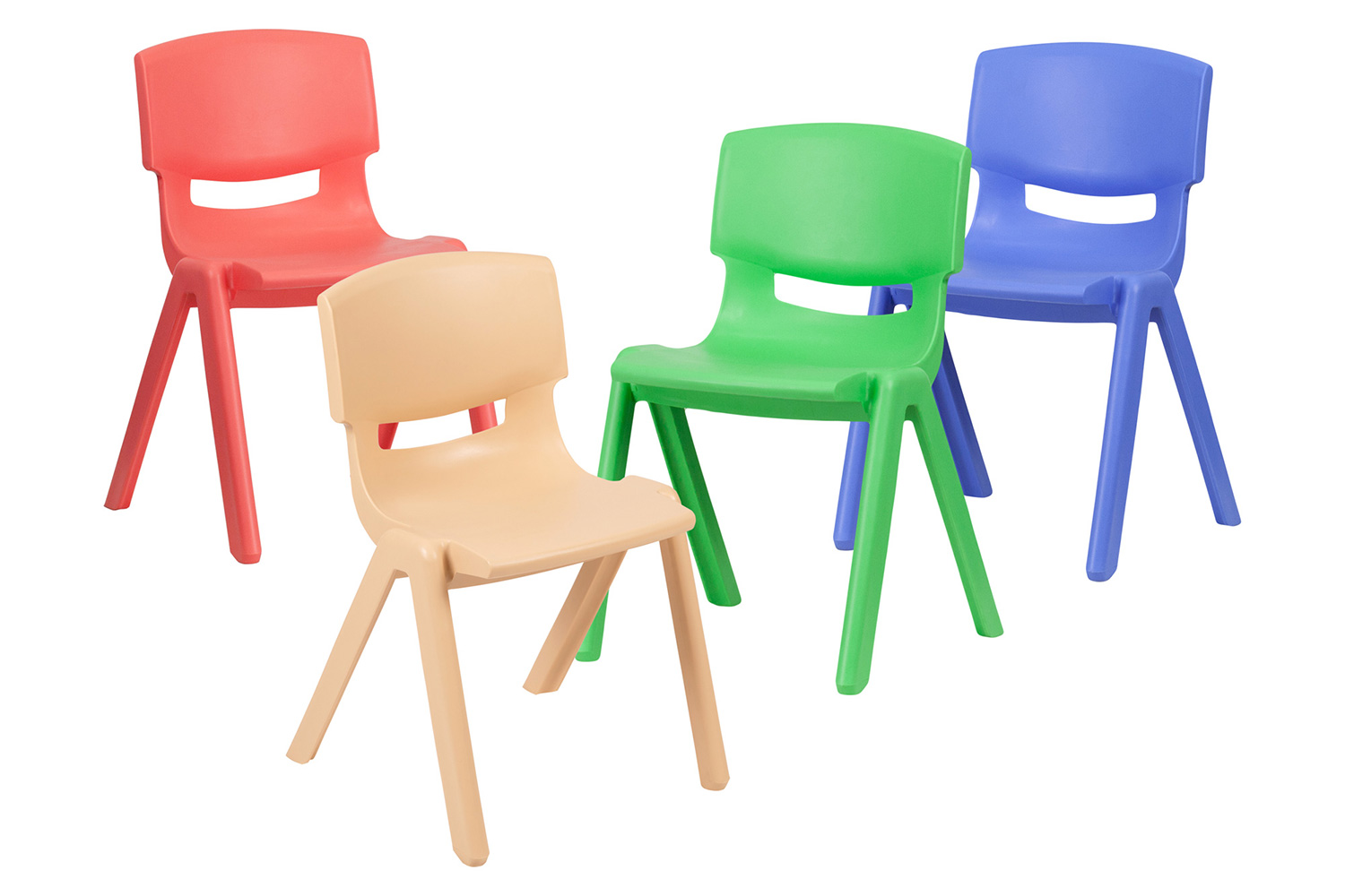 BLNK Whitney Plastic Stackable School Chair 4 Pack - Assorted, 13.25"H Seat