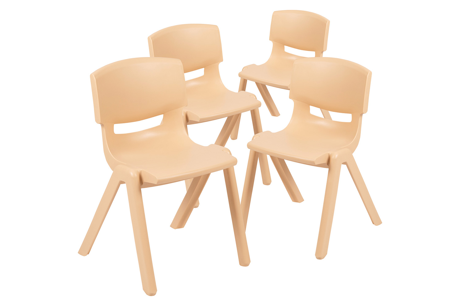 BLNK Whitney Plastic Stackable School Chair 4 Pack - Natural, 13.25"H Seat