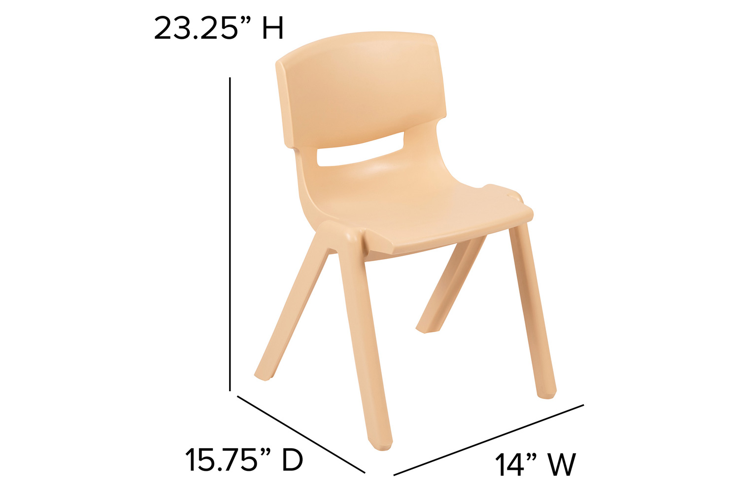 BLNK Whitney Plastic Stackable School Chair 4 Pack - Natural, 13.25"H Seat
