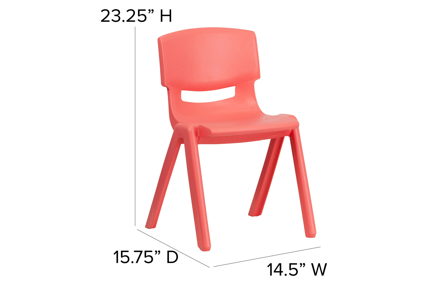 BLNK Whitney Plastic Stackable School Chair 4 Pack - Red, 13.25"H Seat