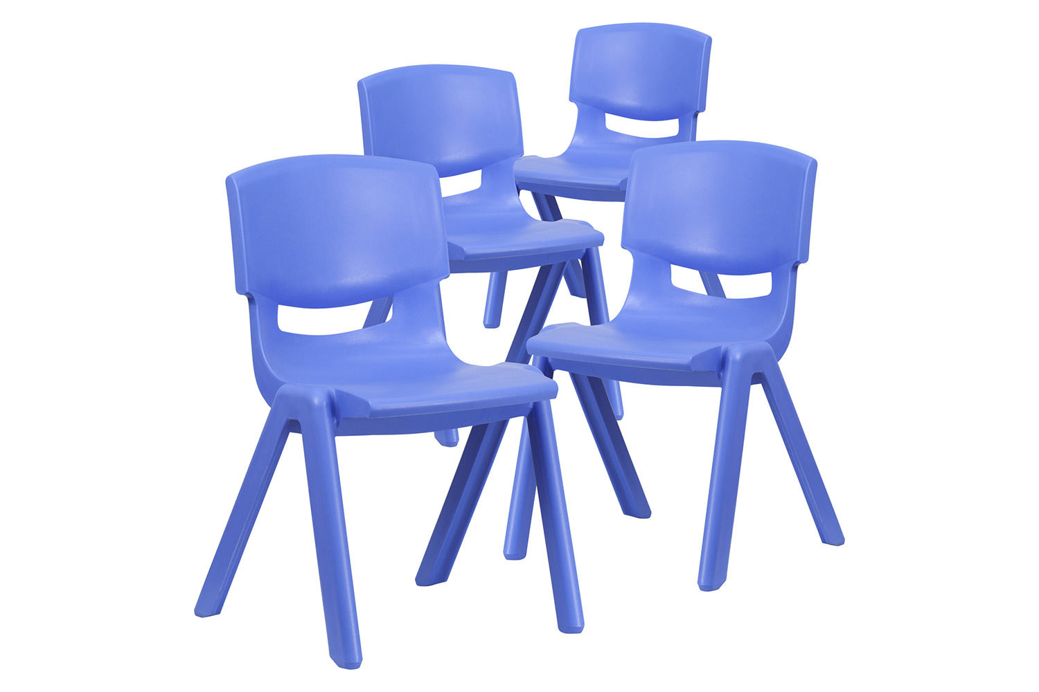 BLNK Whitney Plastic Stackable School Chair 4 Pack - Blue, 15.5"H Seat