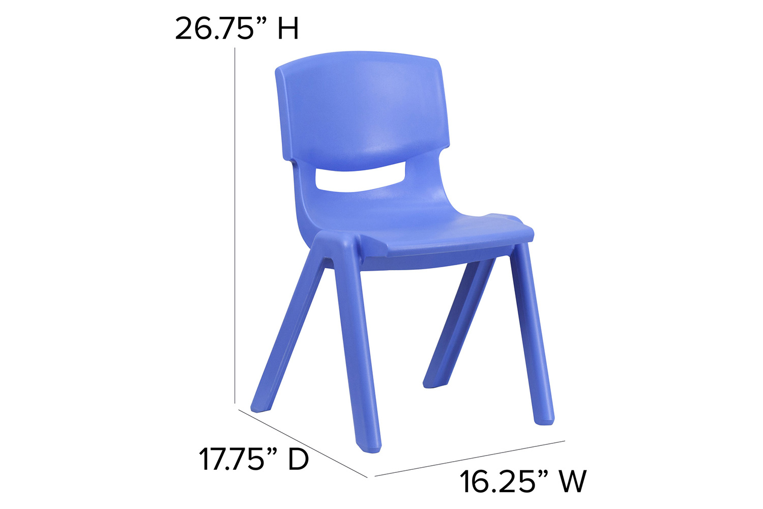 BLNK Whitney Plastic Stackable School Chair 4 Pack - Blue, 15.5"H Seat