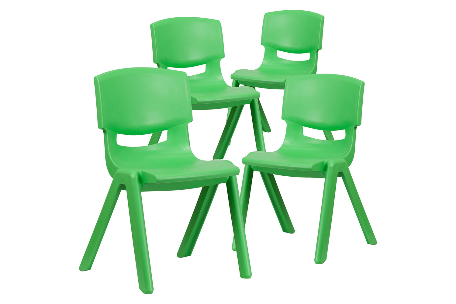 BLNK Whitney Plastic Stackable School Chair 4 Pack - Green, 15.5"H Seat