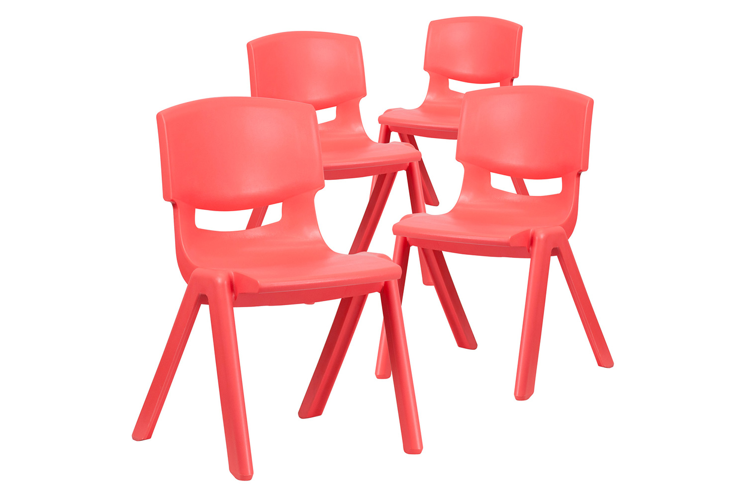 BLNK Whitney Plastic Stackable School Chair 4 Pack - Red, 15.5"H Seat