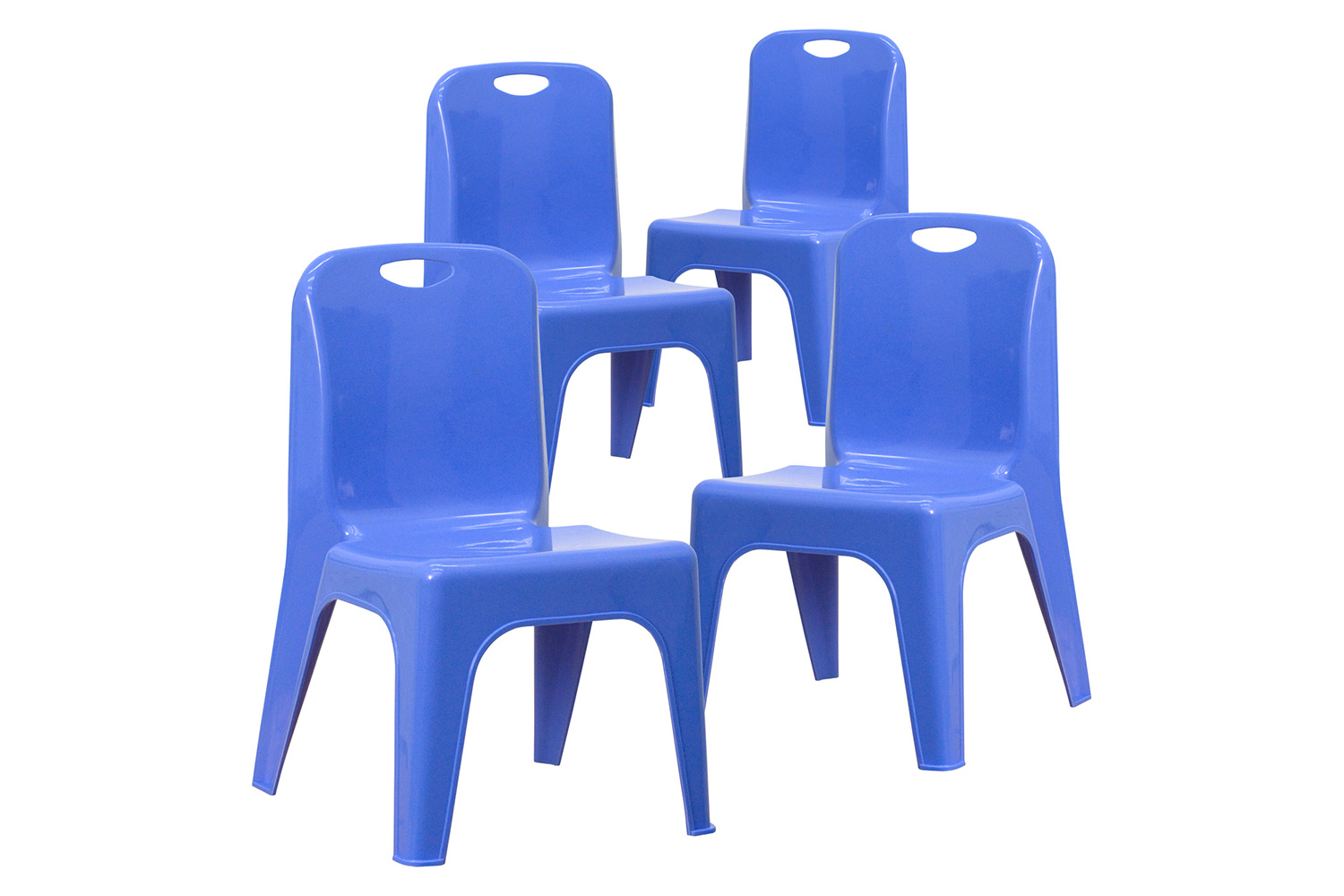 BLNK Whitney Plastic Stackable School Chair 4 Pack - Blue, 11"H Seat