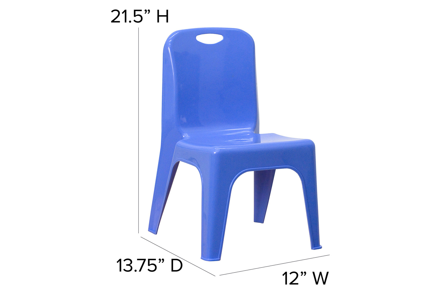 BLNK Whitney Plastic Stackable School Chair 4 Pack - Blue, 11"H Seat