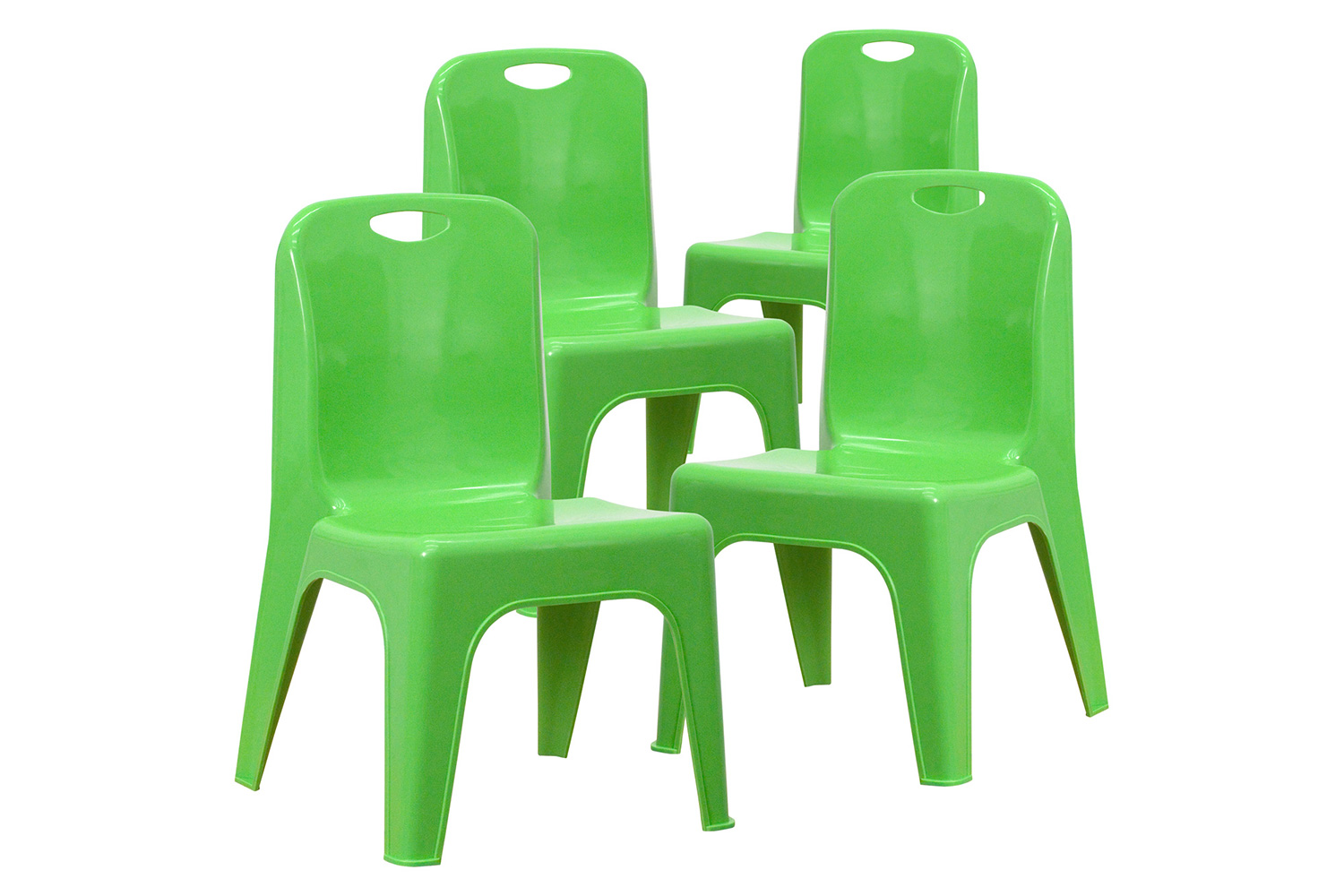 BLNK Whitney Plastic Stackable School Chair 4 Pack - Green, 11"H Seat